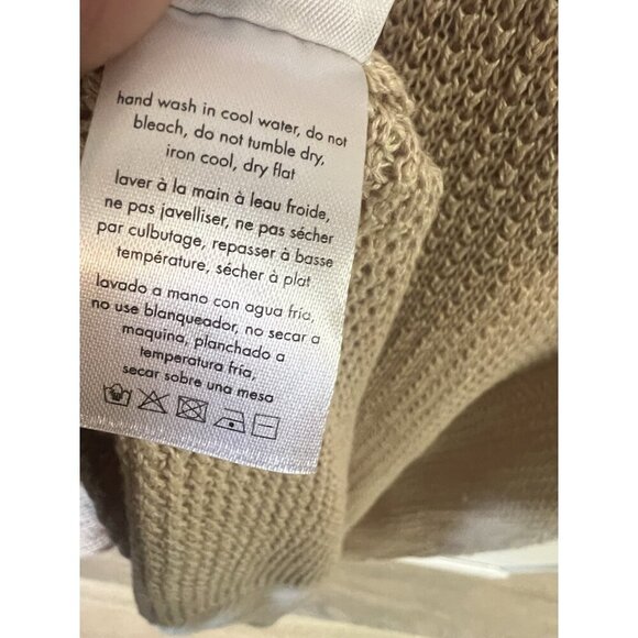 ONIA Dress Womens L Open Knit Linen Textured Swim Neutral Coverup Sweater NEW - Picture 11 of 15